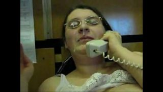 ugly dumb cunt gets cum facial on phone