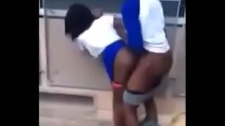 Ebony couple caught fucking in the street